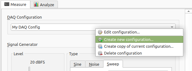 Create new DAQ Config