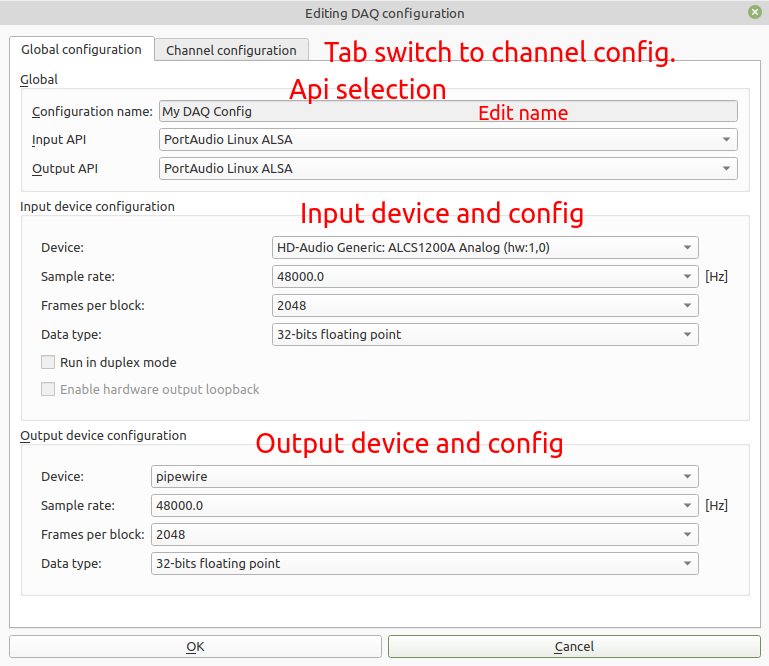 First tab of DAQ Configuration editor