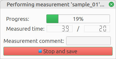 A window showing the progress of the measurement
