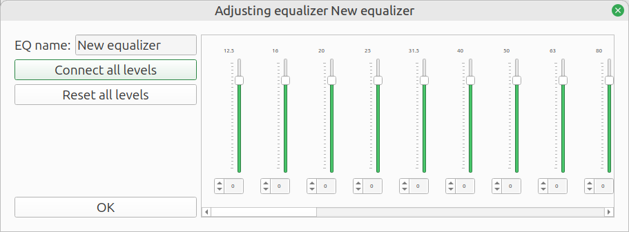 Window showing bars for each equalizer band