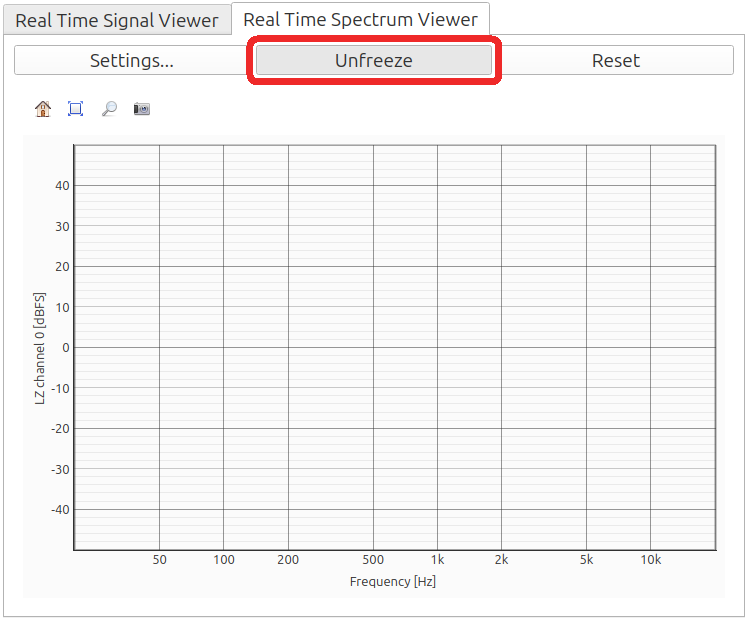 Button to unfreeze the real time spectrum viewer