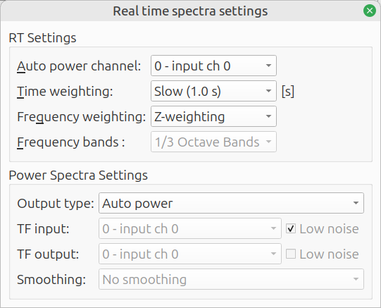 Settings menu