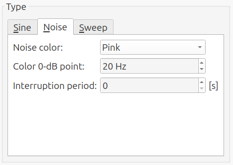 Settings of the signal generator: noise