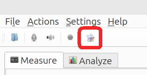 Button to reach the FFT settings menu