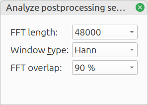 Menu for adjusting the FFT settings